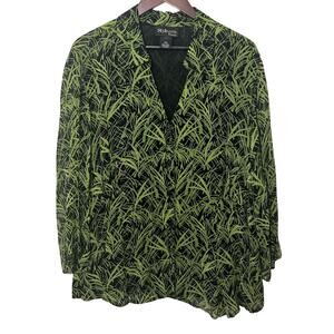 Style & Co Woman Button Up Top Blouse 20W Plants Y2K Rayon Busy Plus size